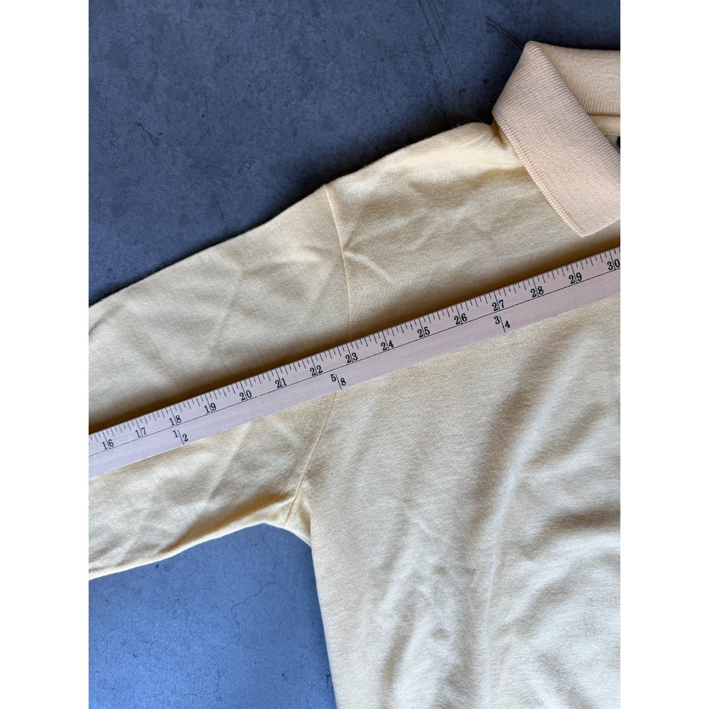 Vtg Mens Sz Large CHAPS by Ralph Lauren Yellow Long Sleeve Polo Shirt - Minor Fl - Picture 8 of 9